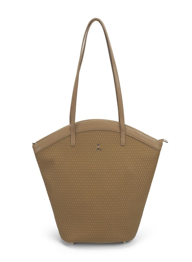 Mochi Women Beige Casual Faux leather Soft Body Zipper closure Solid Tote Bag (66-785) - Image 1